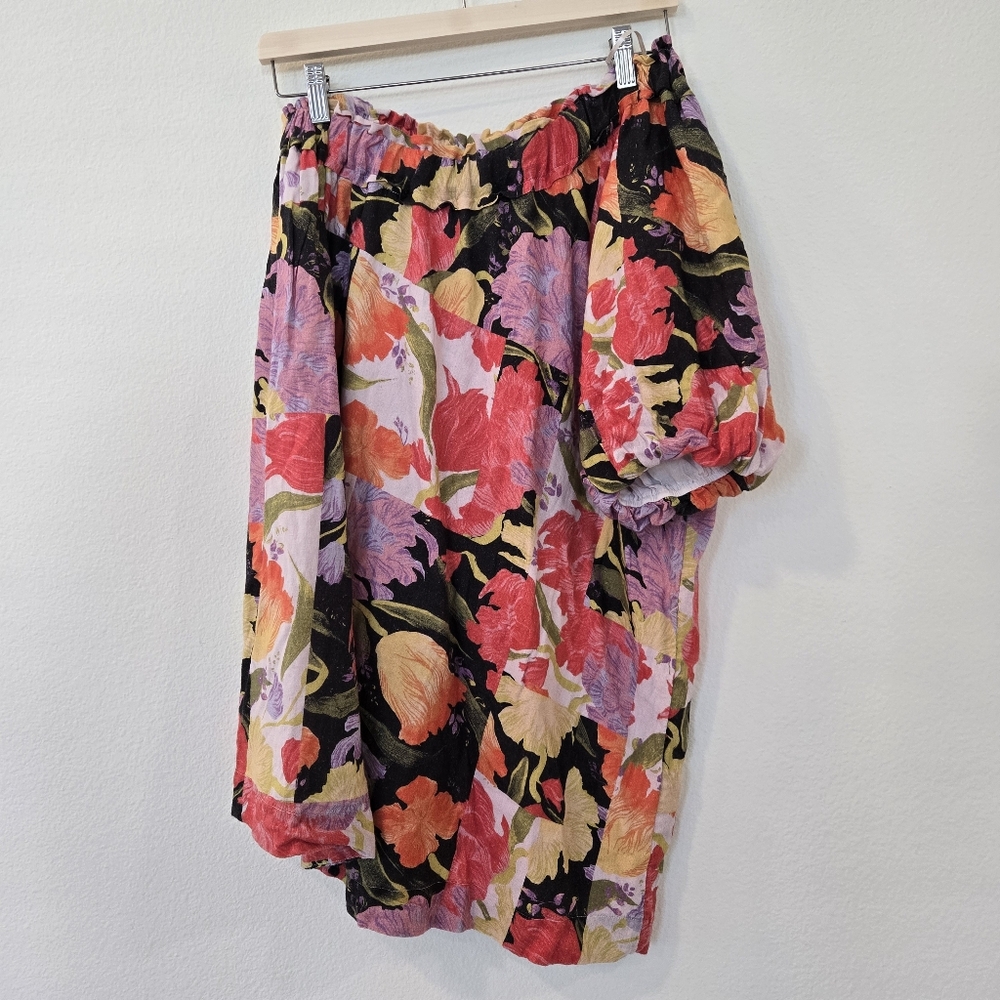 Anthropologie Yukiko Naritake One shoulder mini‎ floral shift dress size small - Picture 2 of 11
